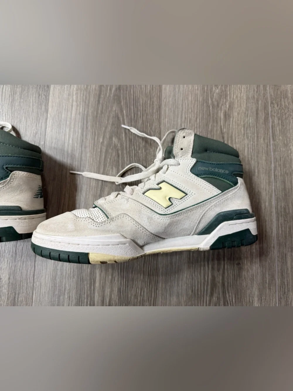 New Balance 650 High Top Size 10 White Green Suede Retro Dad Shoe Basketball NB - Picture 5 of 16
